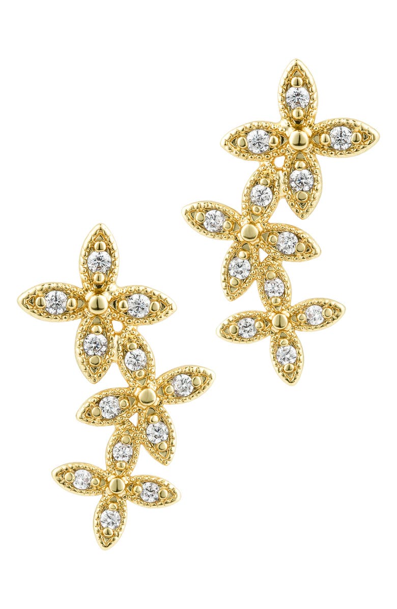 Adornia Curved Flower Stud Earrings, Alternate, color, Gold