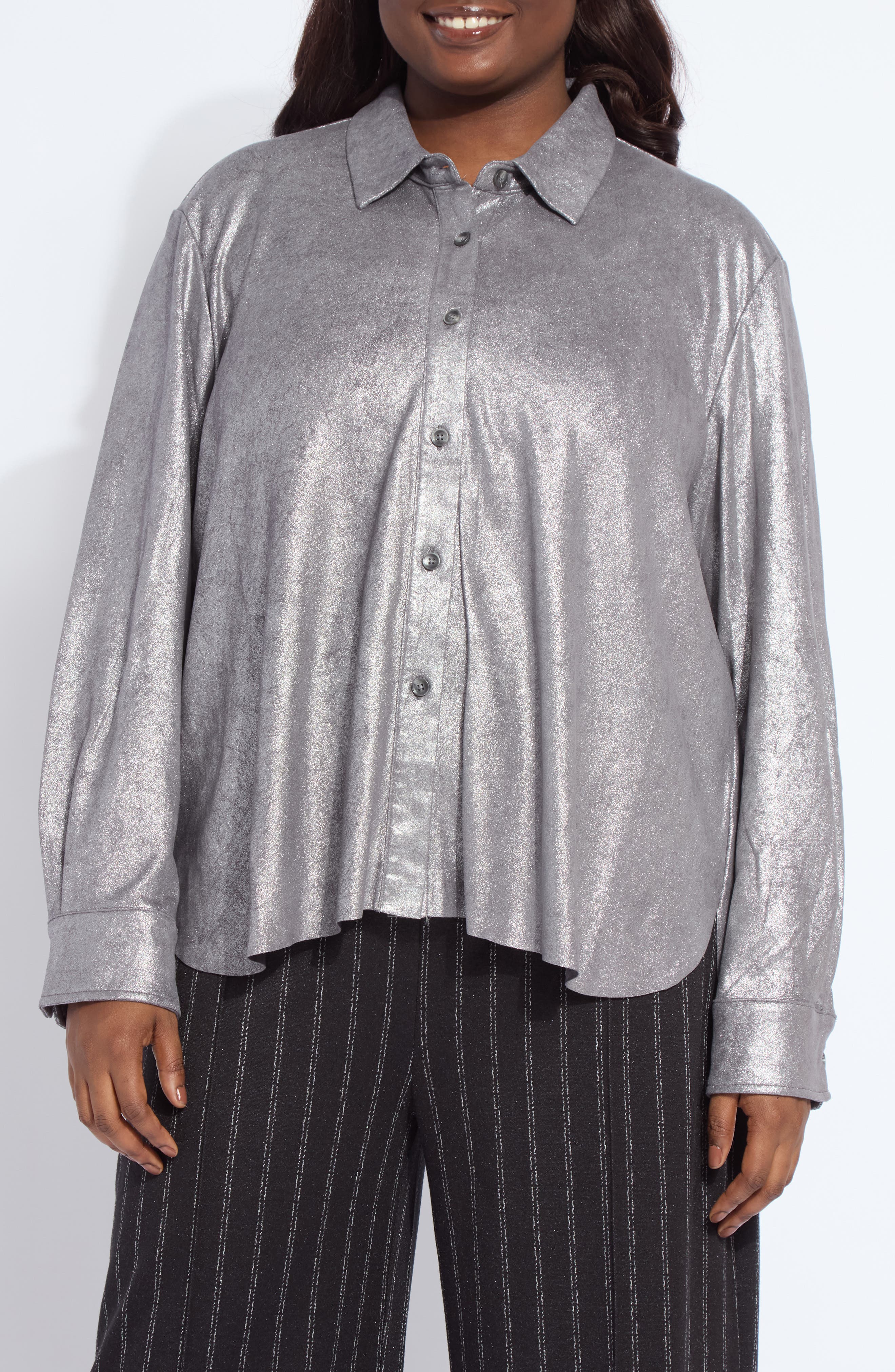 Connie Foil Faux Suede Shacket