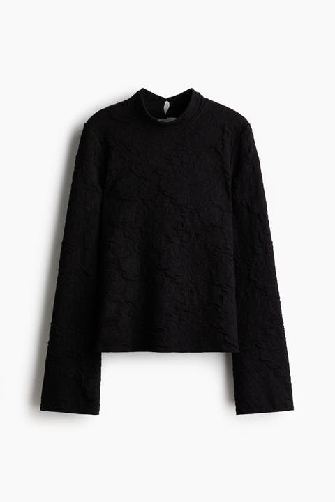 Cut-out Jacquard Jersey Top