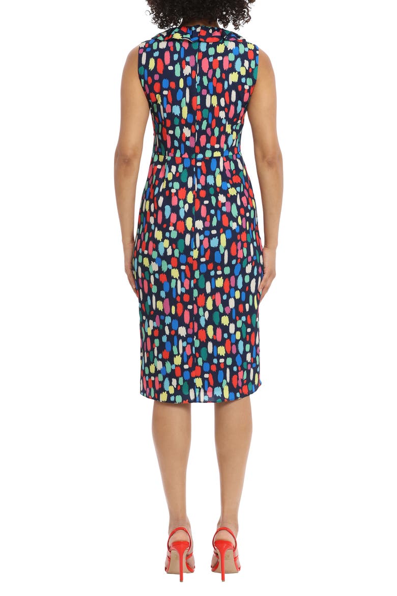 Ruffle Midi Dress, Alternate, color, NAVY/ BRIGHT ORANGE