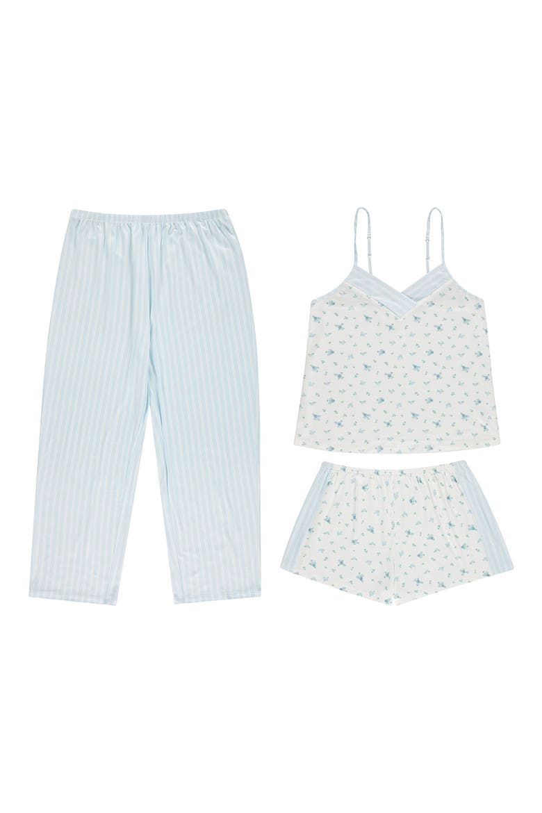 Amari Camisole, Shorts & Pants 3-Piece Pajamas, Alternate, color, IVORY