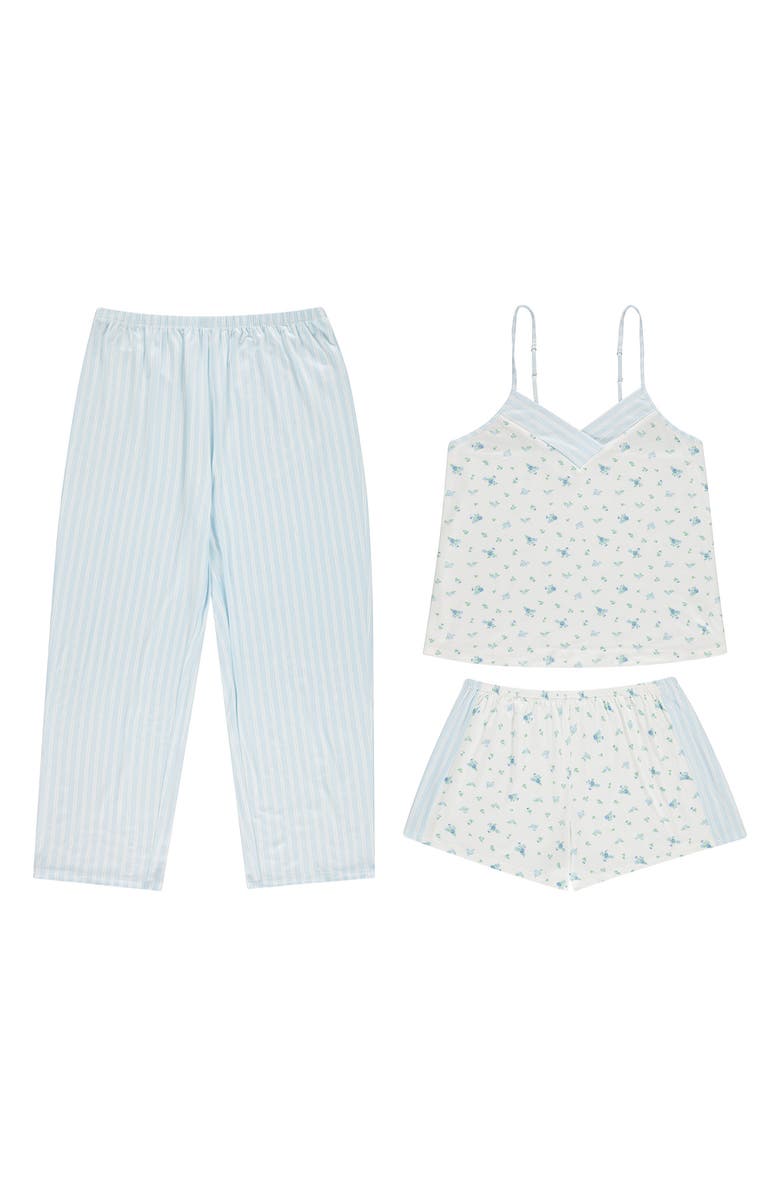 Flora By Flora Nikrooz Amari Camisole, Shorts & Pants 3-Piece Pajamas, Alternate, color, Ivory