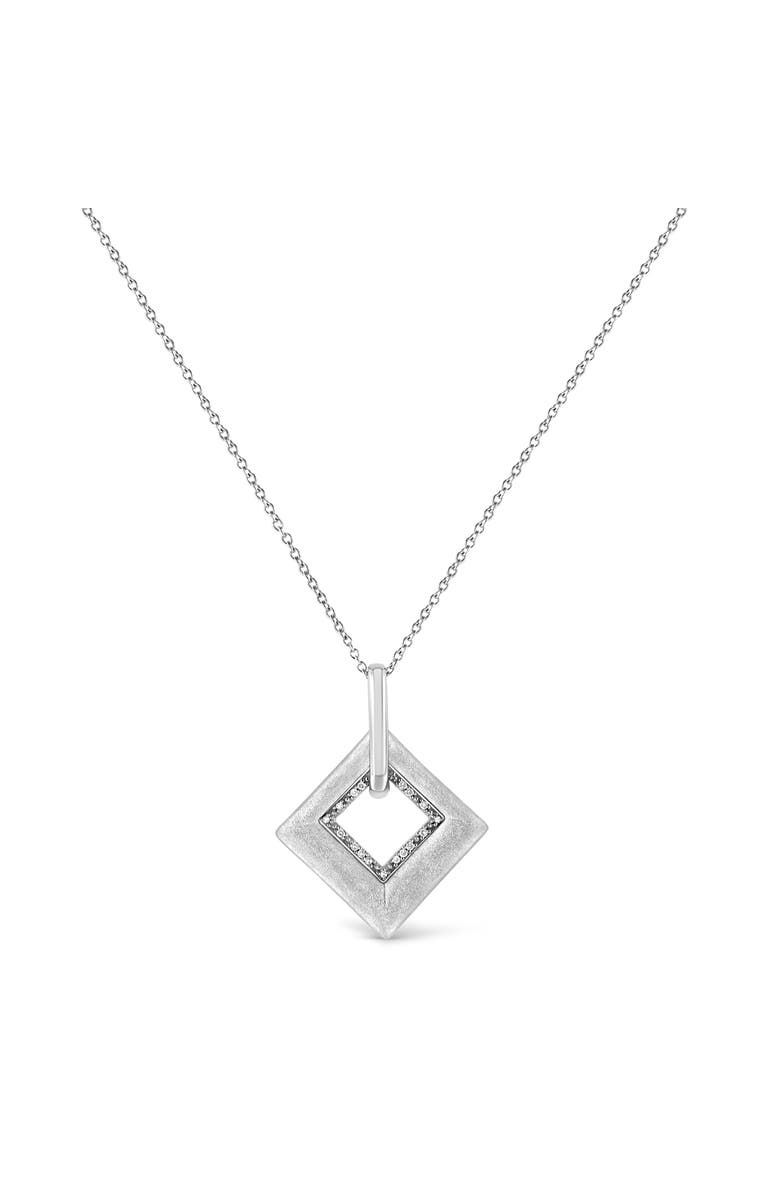 Haus of Brilliance .925 Sterling Silver Pave-Set Diamond Accent Kite Shape Pendant Necklace, Alternate, color, White