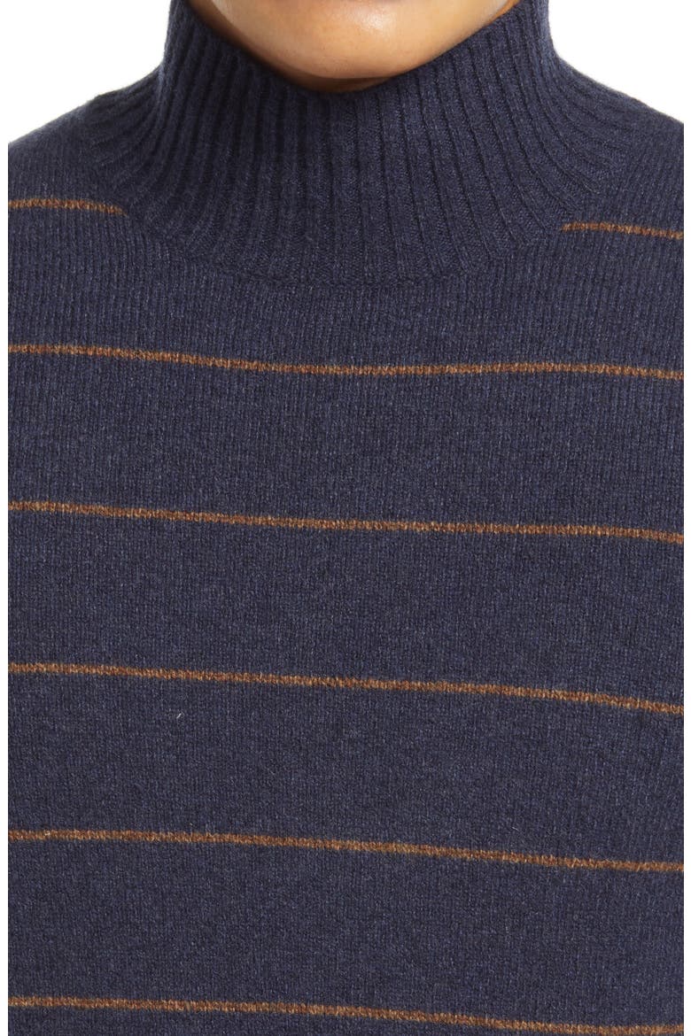 Stripe Mock Neck Wool Blend Sweater, Alternate, color, COASTAL/ BUCKHORN