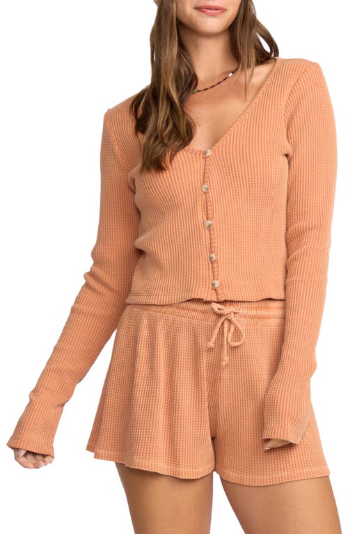 Billabong Paxton Waffle Stitch Cardigan In Orange