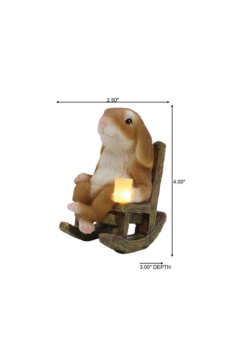 Transpac Resin Bunny in Chair with LED Multicolored for Spring Tabletop Lighting, Alternate, color, Multicolored