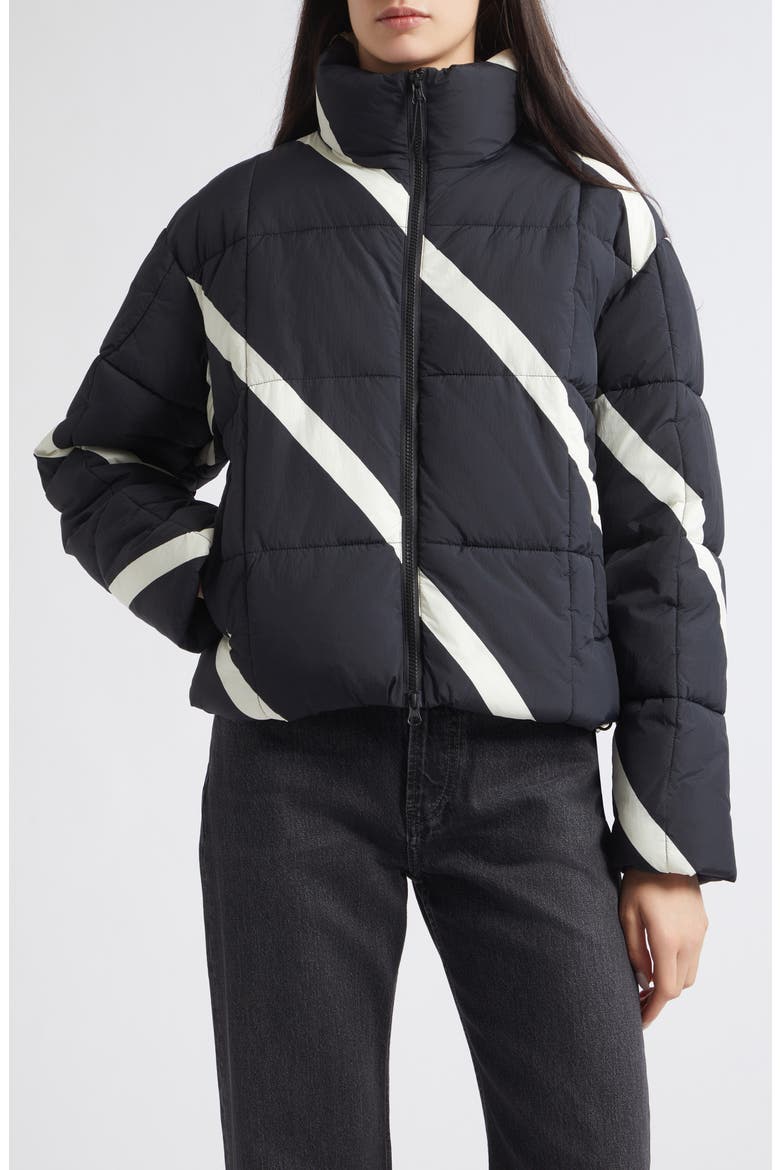 Taivos Basso Puffer Coat, Main, color, BLACK OFF WHITE