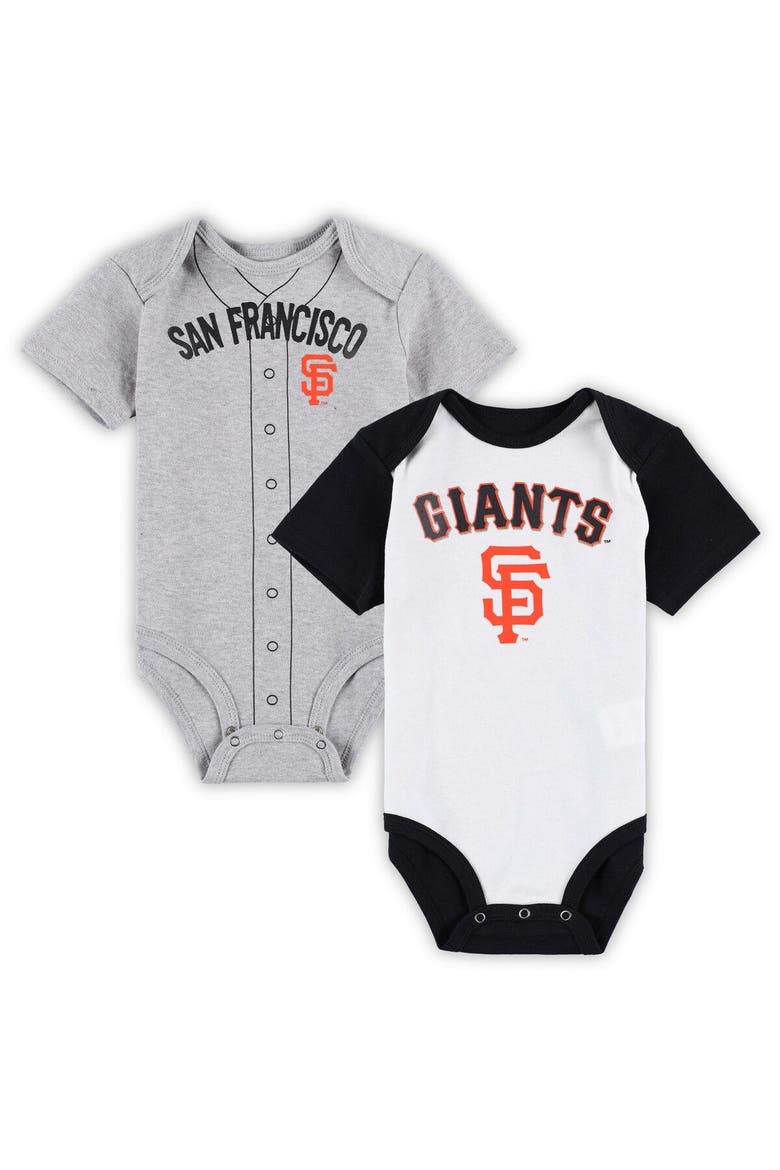 Infant White/Heather Gray San Francisco Giants Two-Pack Little Slugger Bodysuit Set, Main, color, White
