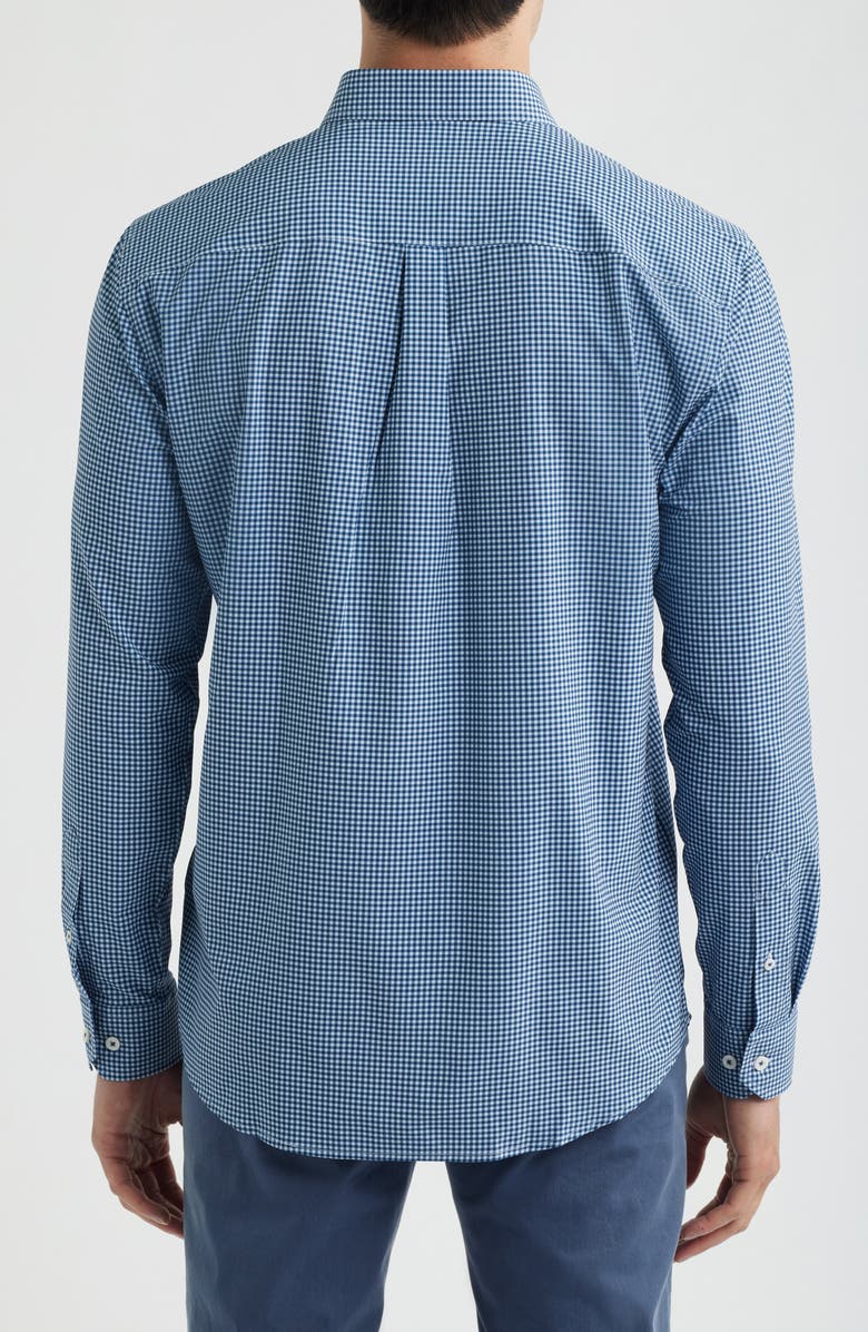 Johnston & Murphy XC+<sup>™</sup> Performance Game Day Gingham Button-Up Shirt, Alternate, color, Navy
