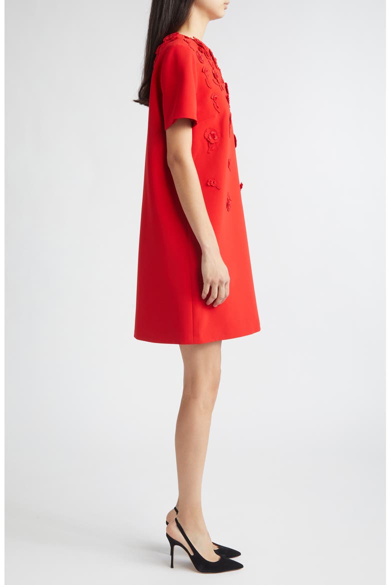 Carnation Embroidered Stretch Crepe Minidress, Alternate, color, HERRERA RED