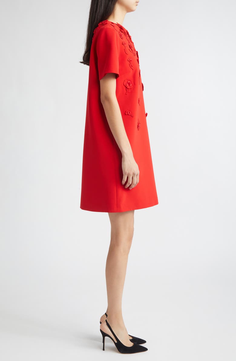 Carolina Herrera Carnation Embroidered Stretch Crepe Minidress, Alternate, color, Herrera Red