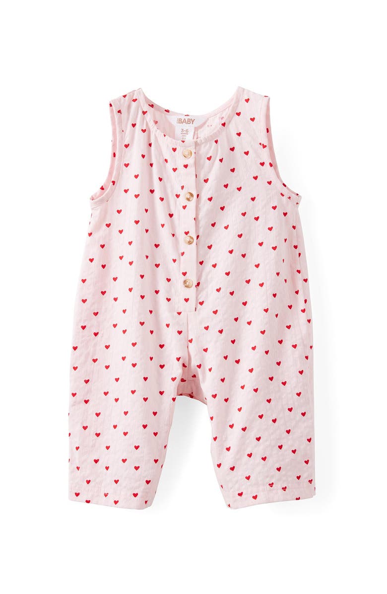 Cotton On Kids Willow Sleeveless Romper, Main, color, Blush Pink Hearts