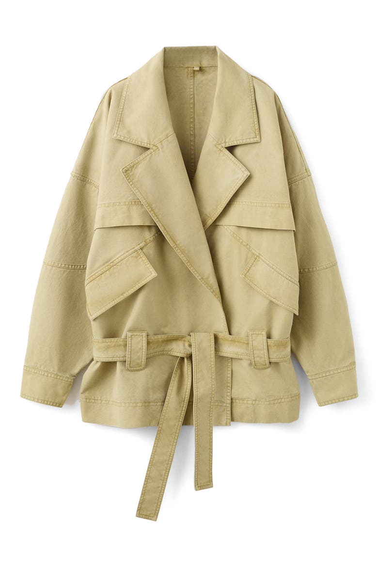 Belted Denim Jacket, Main, color, MEDIUM BROWN