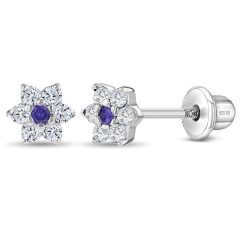 Cubic Zirconia Cluster Flower Earrings