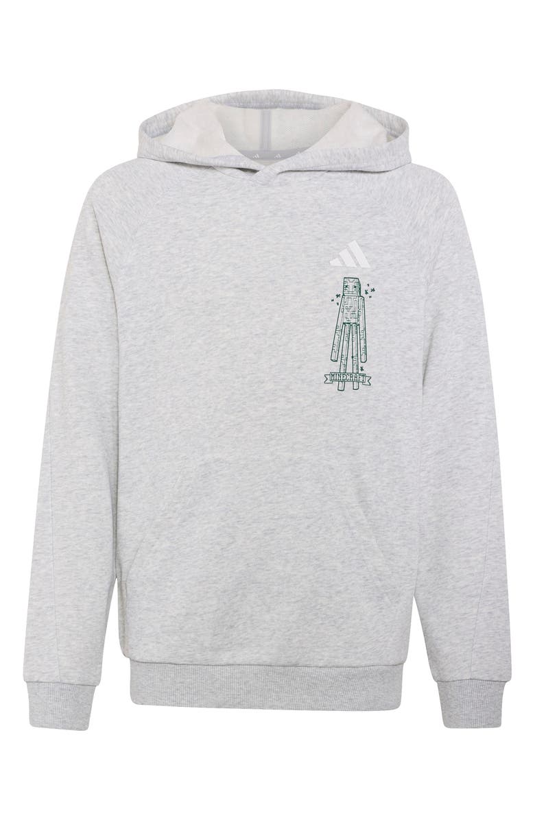 adidas Originals x Minecraft Kids' Hoodie, Main, color, Light Grey Heather/ White