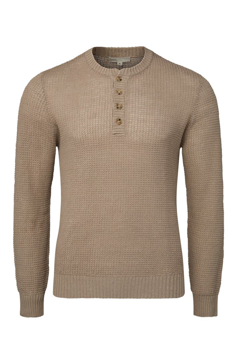 Onia Linen Henley Sweater, Alternate, color, Tan