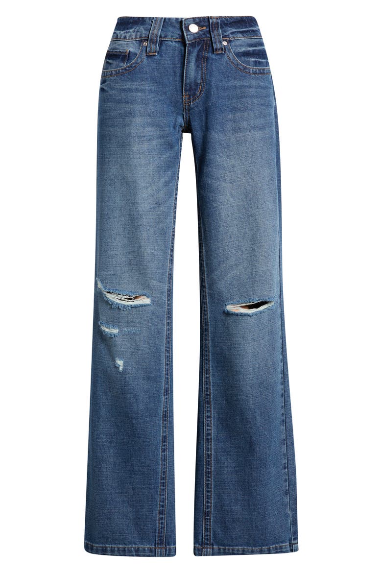Low Rise Forward Seam Relaxed Straight Leg Ripped Jeans, Alternate, color, MEDIUM DARK VINTAGE