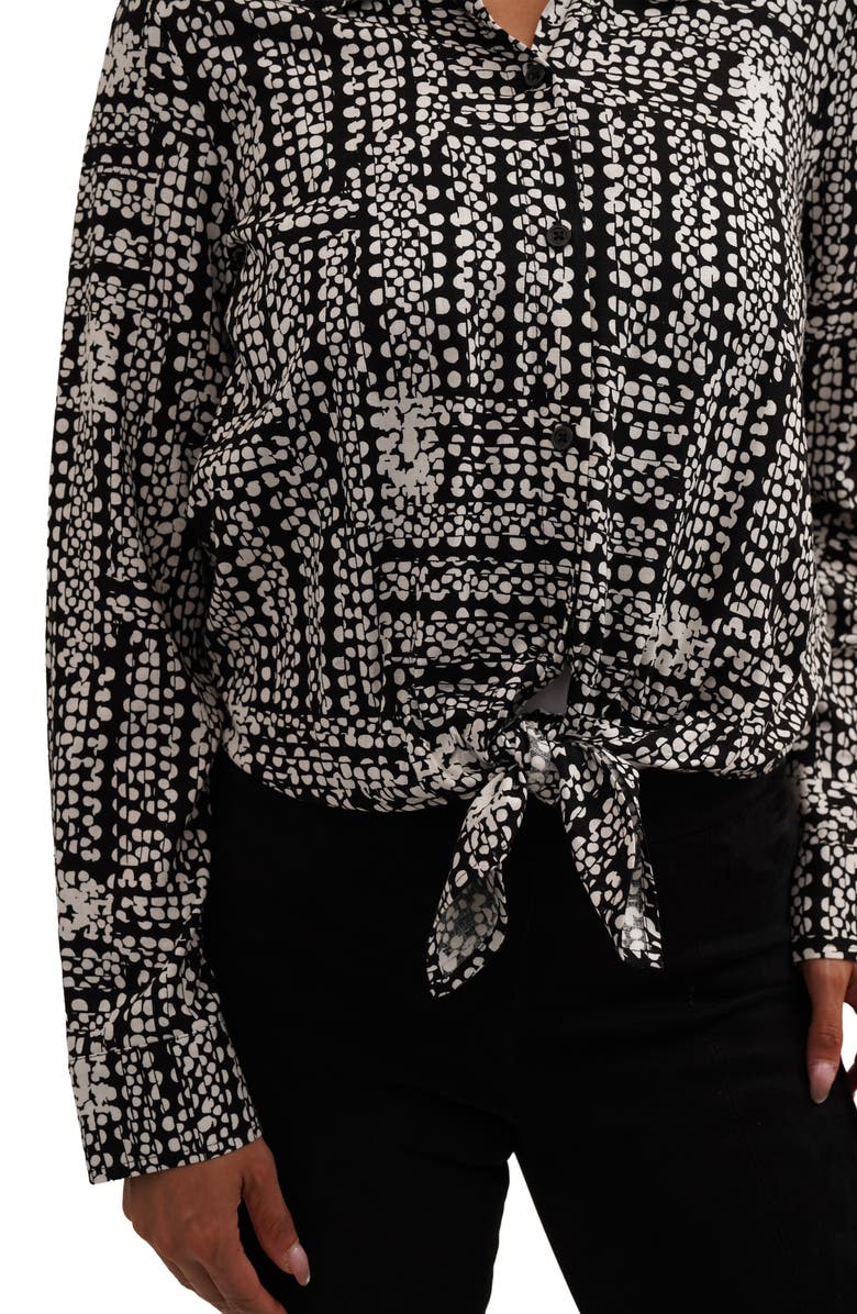 SUNNY LEIGH Long Sleeve Tie Front Button-Up Shirt, Alternate, color, Tegan Dot