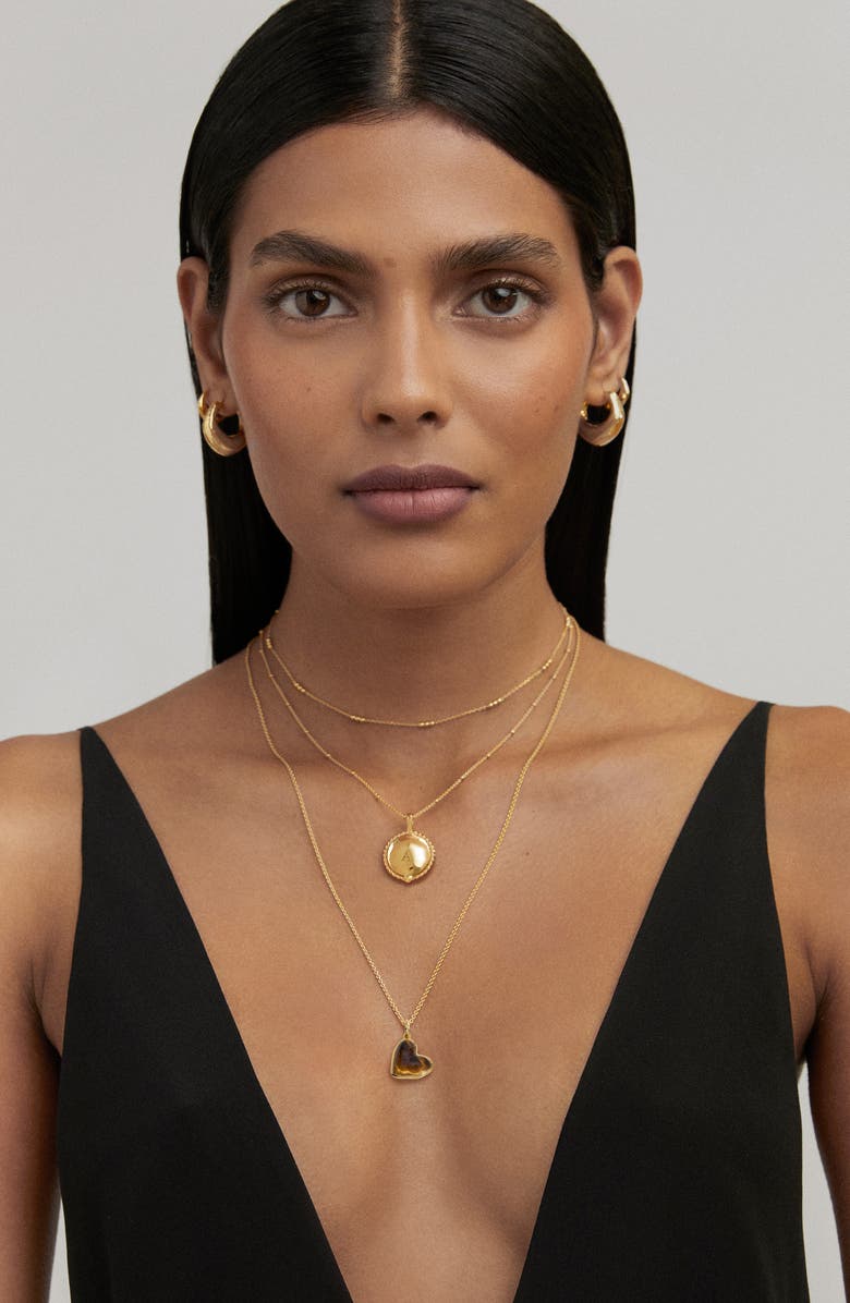 Monica Vinader Tiger's Eye Heart Pendant Necklace, Alternate, color, 18K Gold Vermeil / Tigers Eye