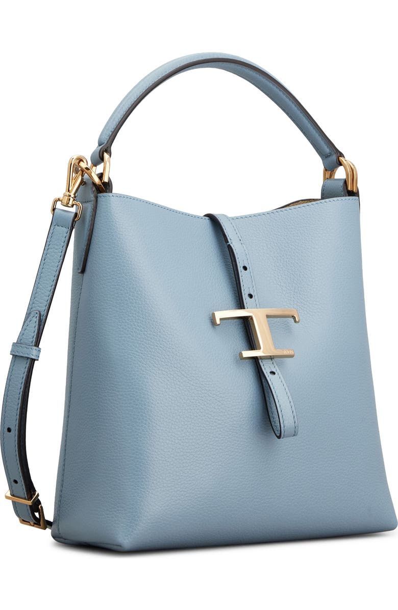 Tod's T Timeless Leather Bucket Bag, Alternate, color, Carta Zucc. Chiaro