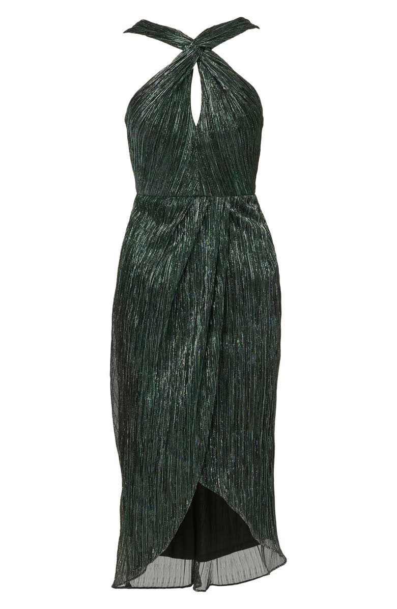 Adrianna Papell Metallic Plissé Cocktail Dress, Alternate, color, 