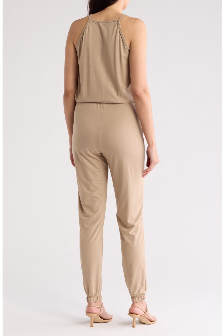 Sleeveless Drawstring Jumpsuit, Alternate, color, MOCHA
