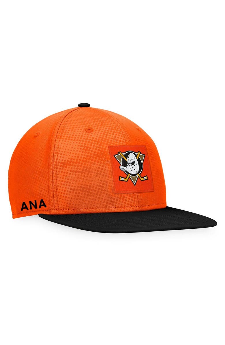 FANATICS Men's Fanatics Branded Orange/Black Anaheim Ducks Authentic Pro Alternate Logo Snapback Hat, Main, color,