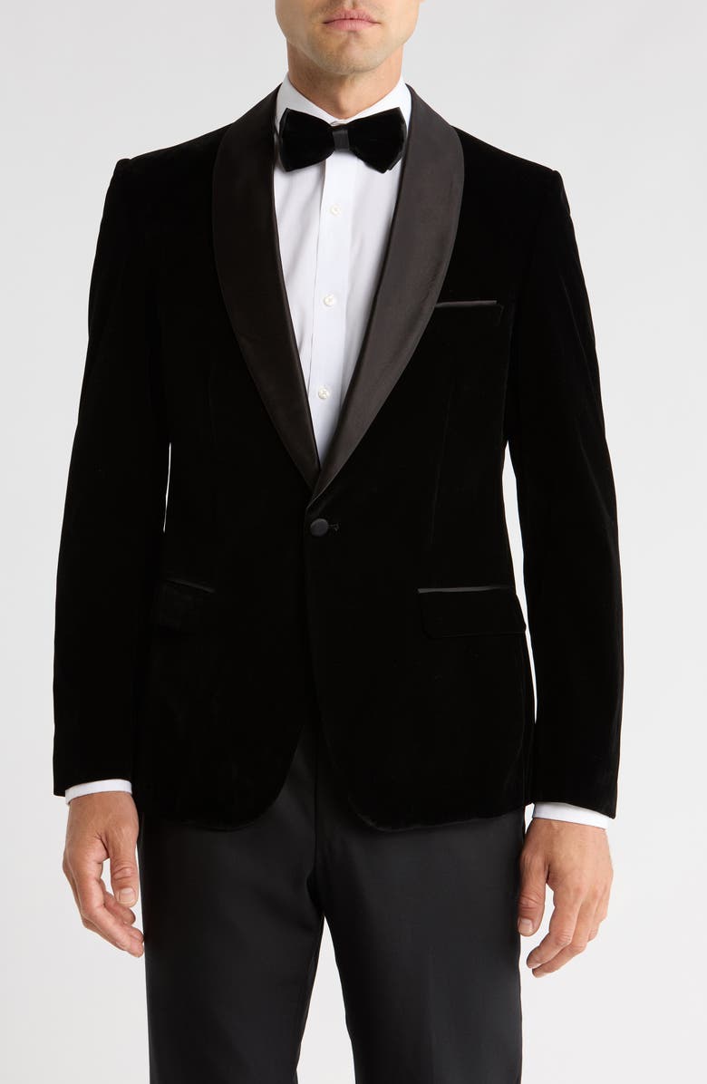 TOM BAINE Shawl Collar Velvet Dinner Jacket, Main, color, Black