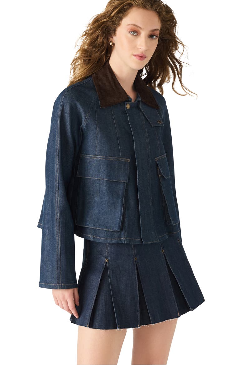 Justina Denim Jacket, Alternate, color, DEEP INDIGO