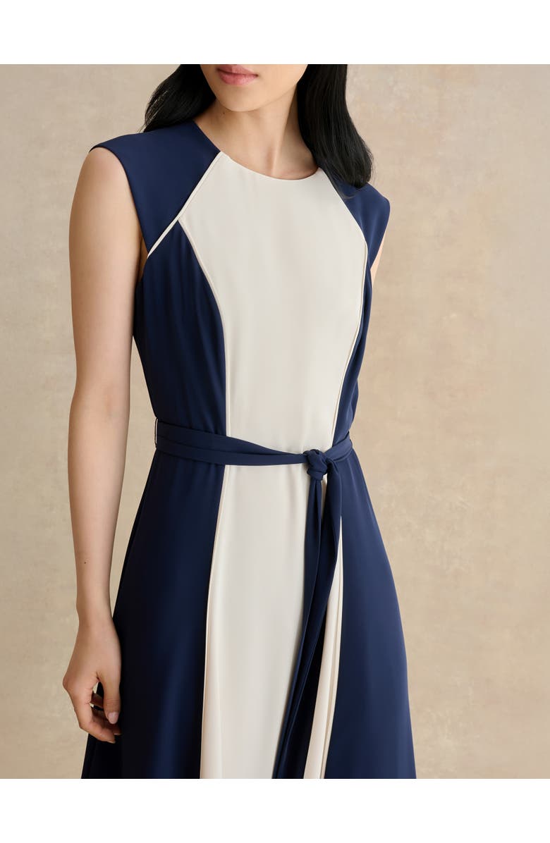 HOBBS LONDON Andrea Colour Block Midi Dress, Alternate, color, Navycream