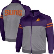FANATICS Men's Fanatics Branded Purple/Heather Gray Phoenix Suns Big & Tall Pieced Stripe Raglan Full-Zip Track Jacket