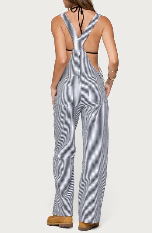 Edikted Tamsin Stripe Denim Overalls In Blue
