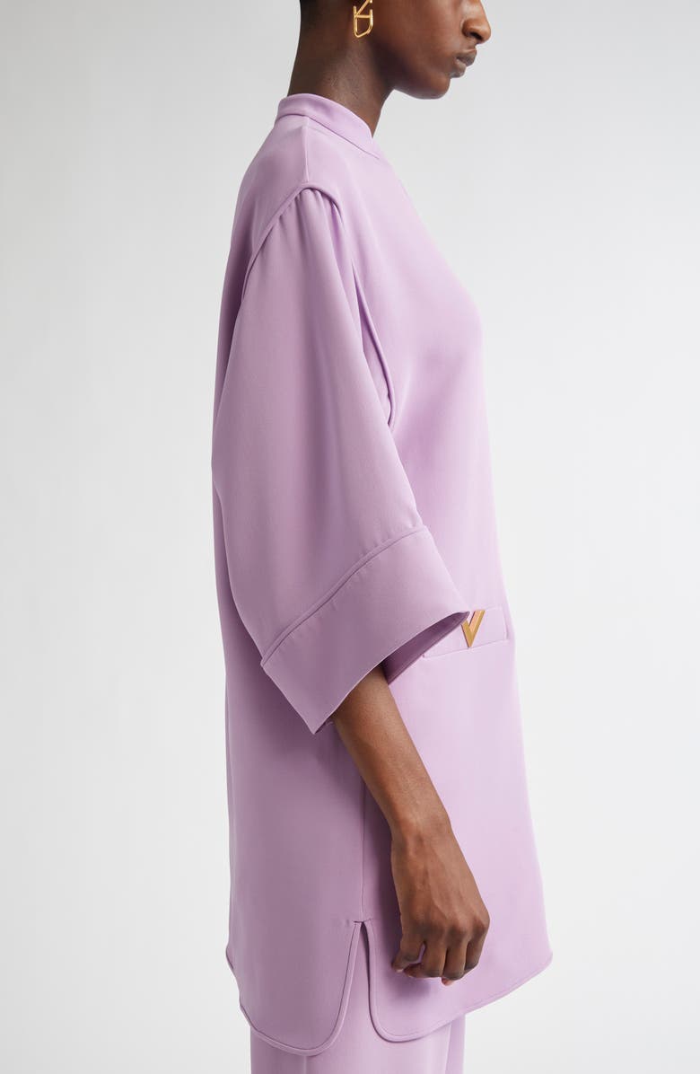 Valentino Garavani V-Detail Crepe Couture Tunic Top, Alternate, color, Soft Wisteria