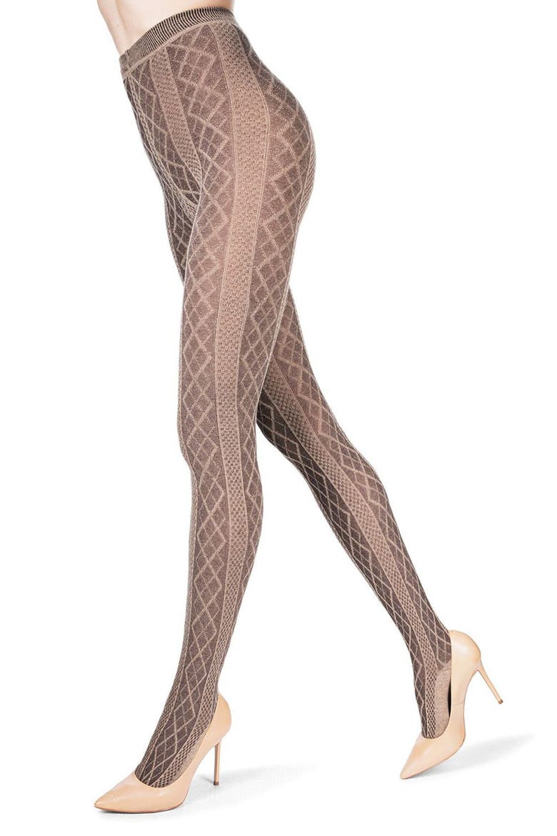 Juneau Diamonds Sweater Tights, Alternate, color, LT TAUPE HEATHER