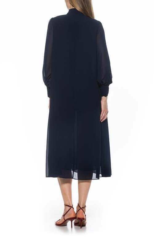 Alexia Admor Kehlani Long Sleeve Chiffon Midi Dress In Blue