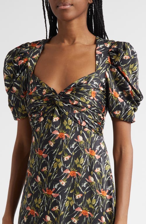 Cinq À Sept Windswept Print Puff Sleeve Maxi Dress In Multi