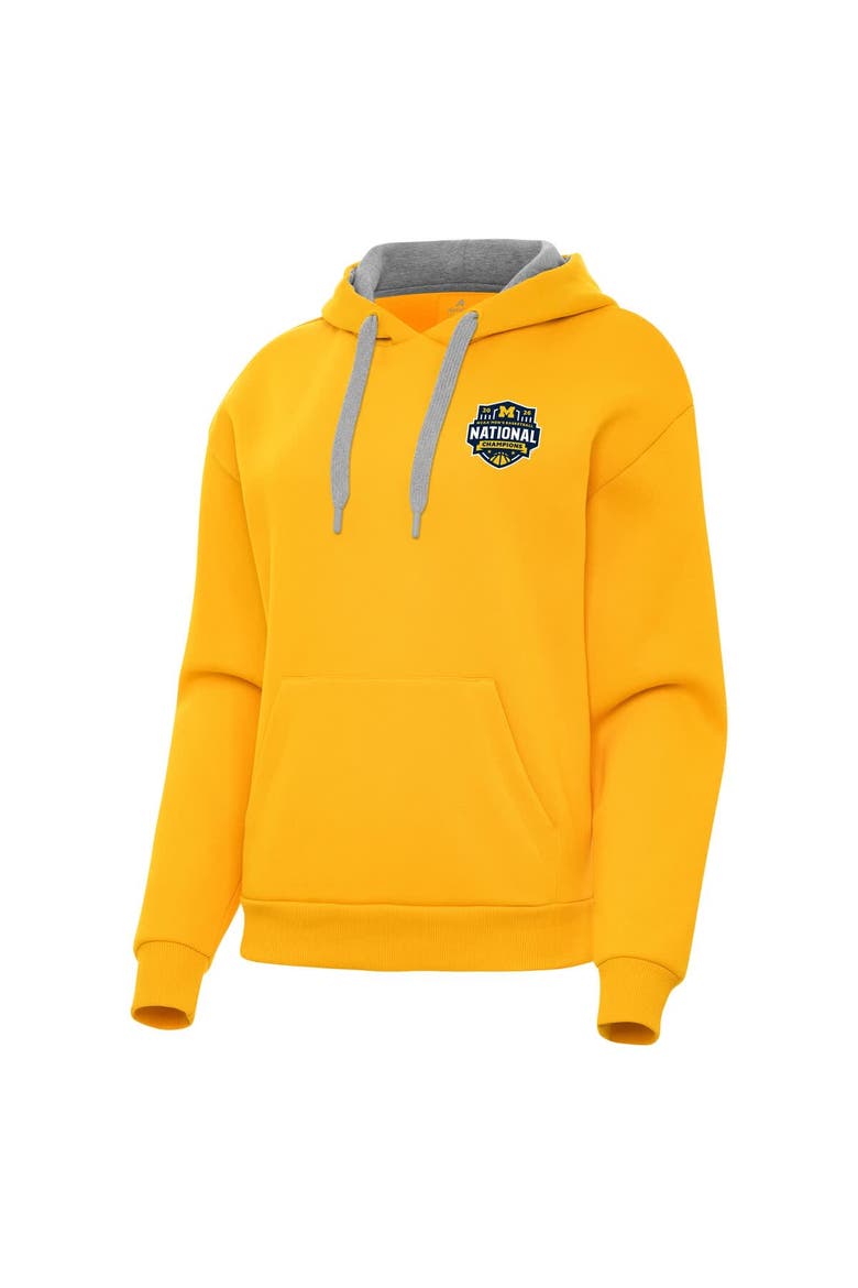 Women's Antigua  Maize Michigan Wolverines 2026 NCAA Men's Basketball National Champions Victory Hoodie, Alternate, color, Maize