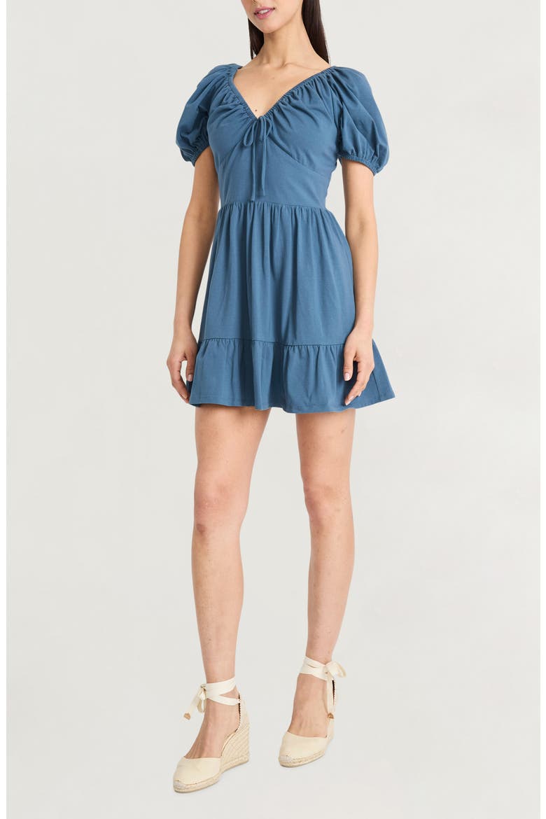 Solid Puff Sleeve Knit Dress, Alternate, color, ORION BLUE