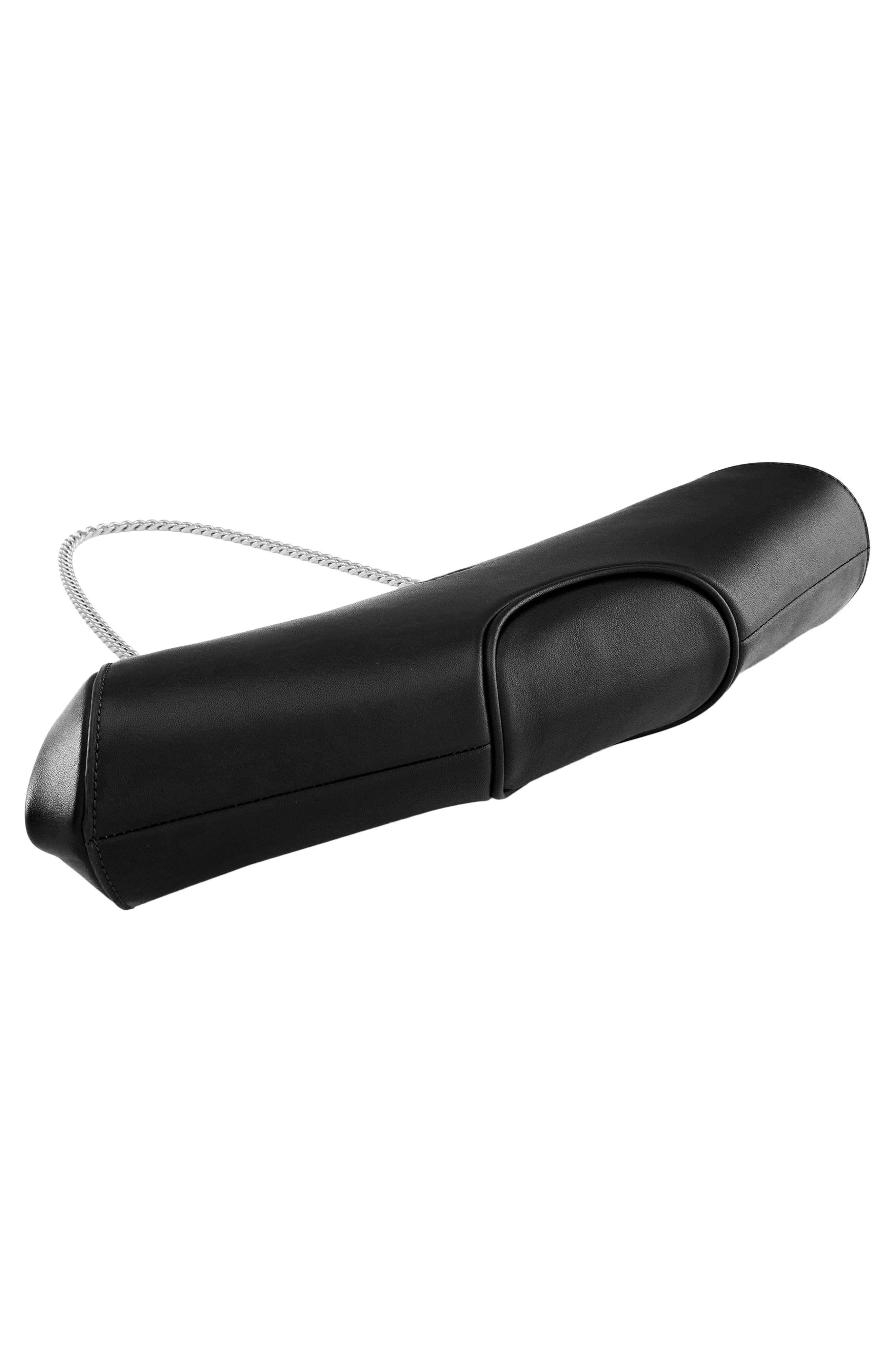 behno Elizabeth Leather Baguette Clutch, Alternate, color, Black