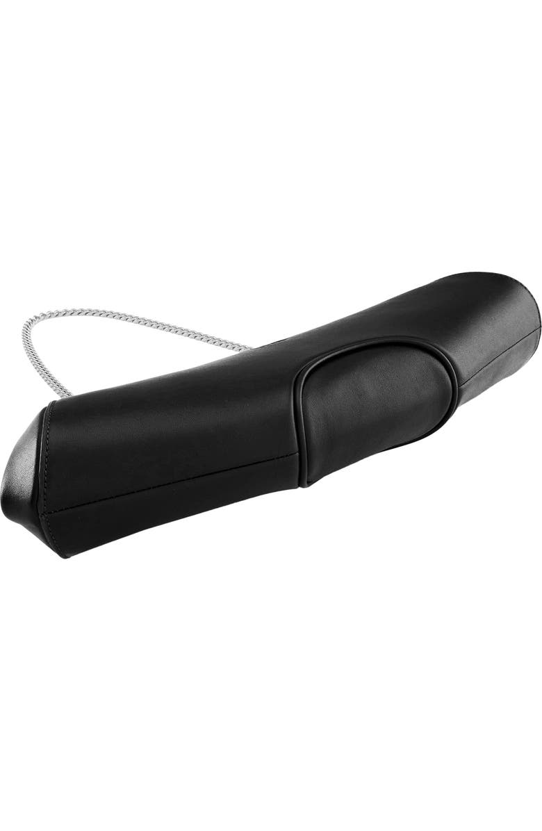 behno Elizabeth Leather Baguette Clutch, Alternate, color, Black