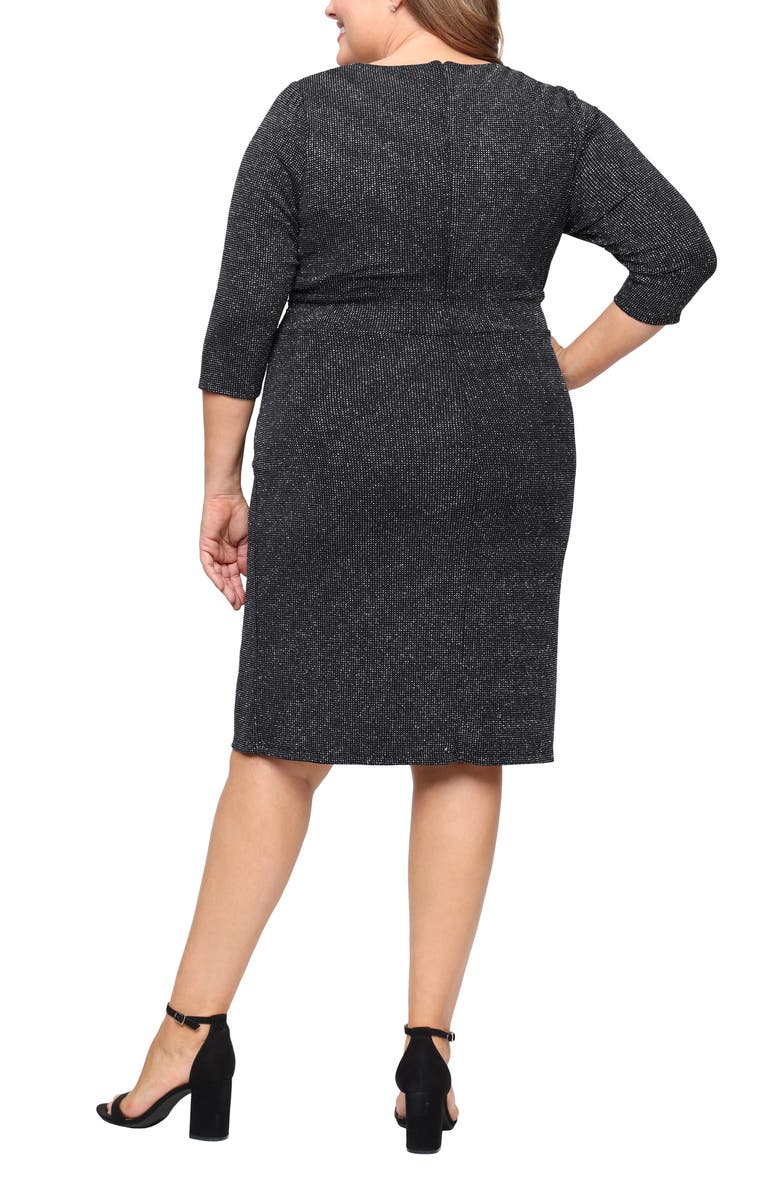 SL FASHIONS Ruffle Metallic Knit Cocktail Dress, Alternate, color, Black