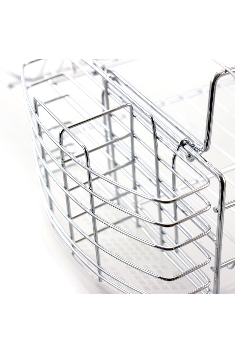 22-inch 2 Tiered Dish Rack with Utensil Caddy, Alternate, color, Silver
