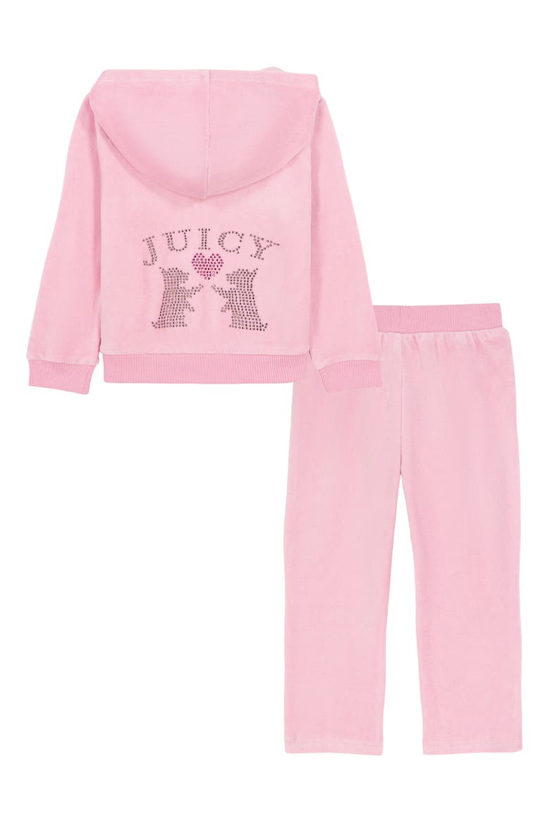 Kids' Velour Zip-Up Hoodie & Sweatpants Set, Alternate, color, PINK