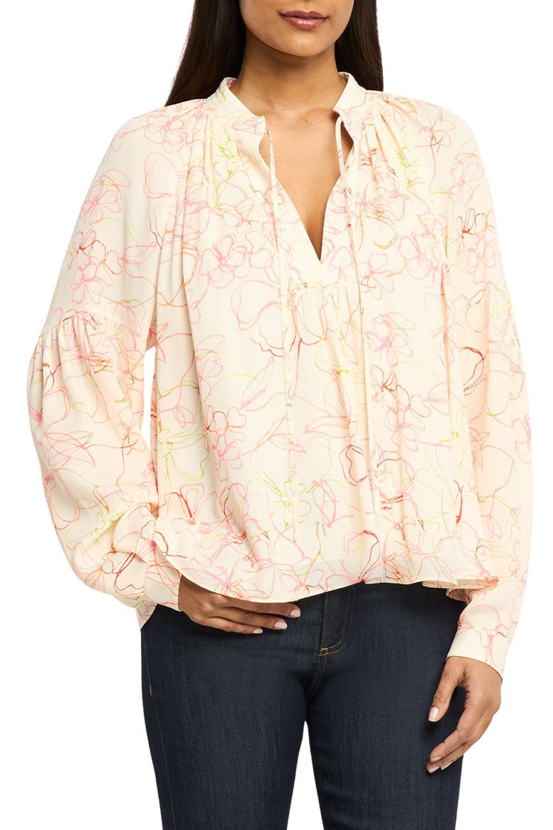 Malva Floral Split Neck Top, Main, color, CREAM MULTI