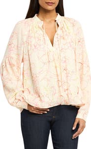 Cinq à Sept Malva Floral Split Neck Top