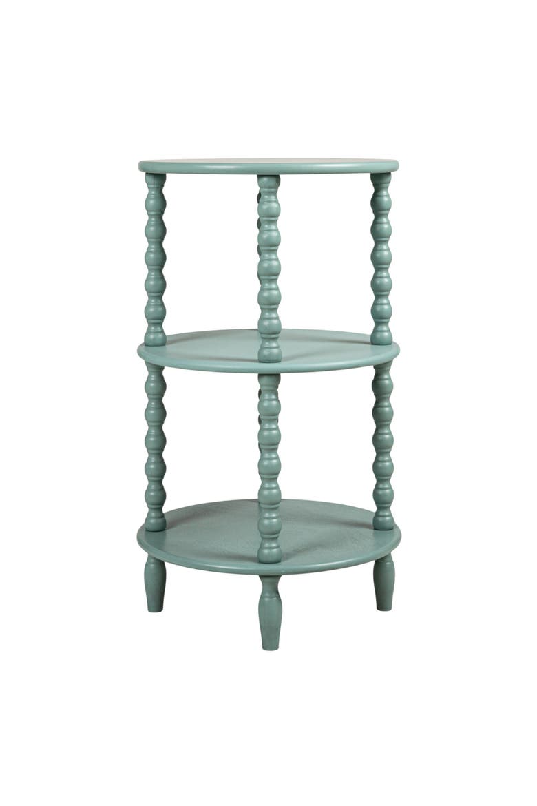 Wood Lacquered Table with 2 Shelves, Aqua, Alternate, color, Blue