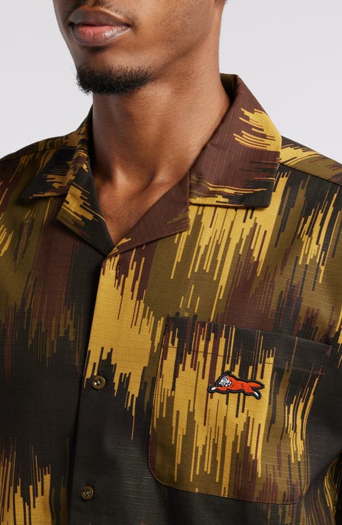 Icecream Ripper Short Sleeve Cotton Button-up Shirt In Dried Tobacco