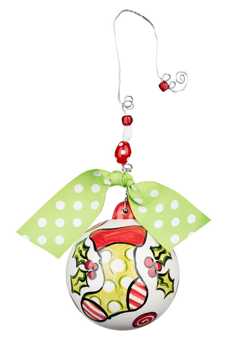 Merry & Bright Ball Ornament, Main, color, GREEN/ MULTI
