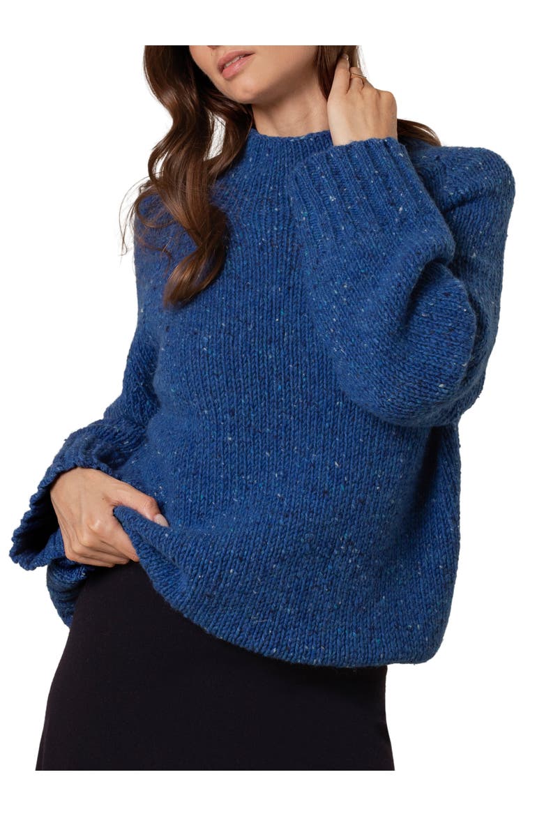 Kilcarra Tweed Funnel Neck Sweater, Alternate, color, Lapis