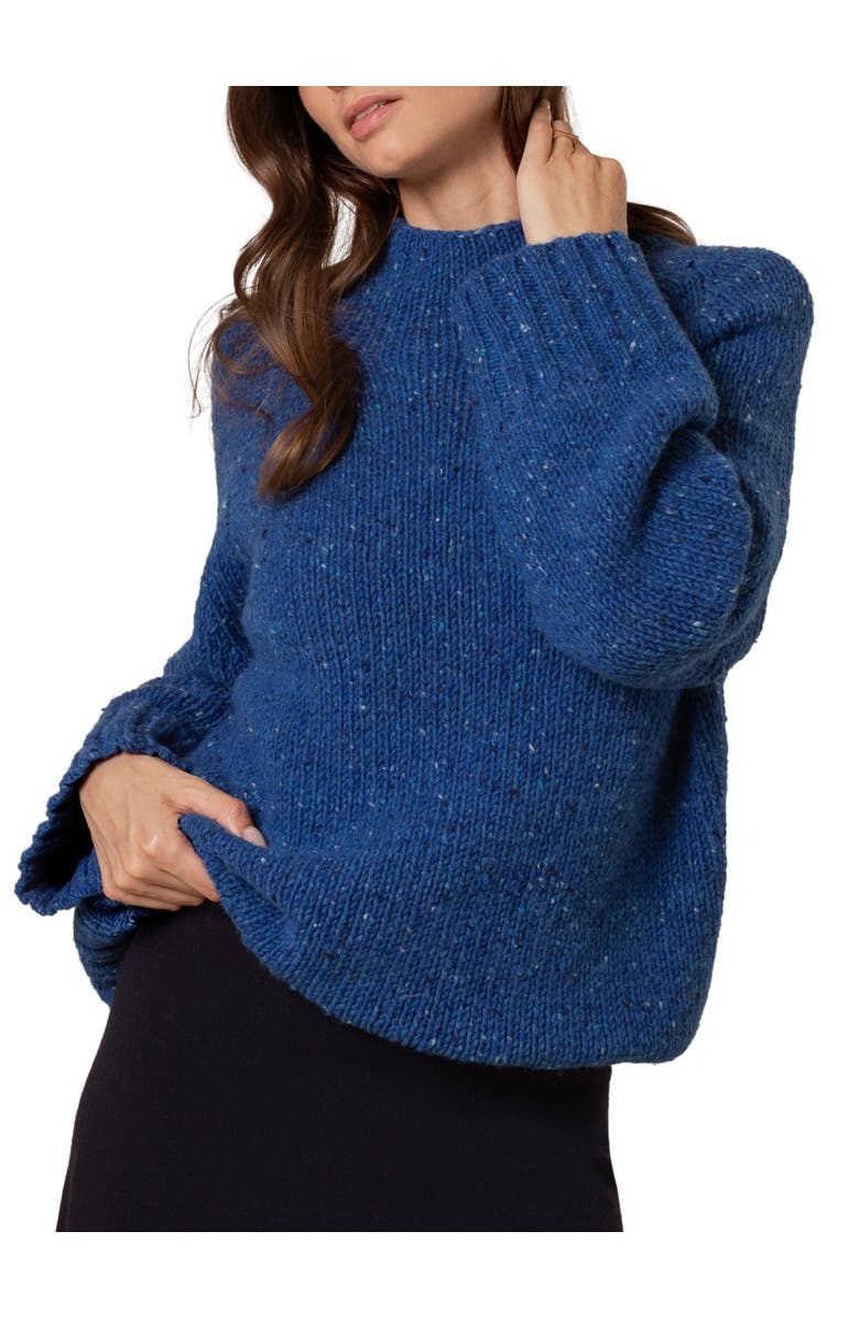 Celtic & Co. Kilcarra Tweed Funnel Neck Sweater, Alternate, color, Lapis